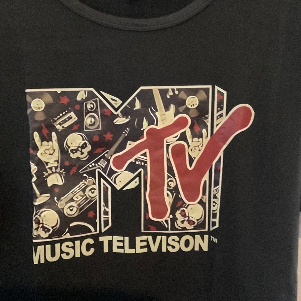 BNWOT MTV BLACK TEE SHIRT VINTAGE LOOK SIZE XXL